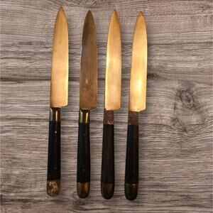 Vintage Stahl Bronze Knife Set of Four Table Dessert Furrule German